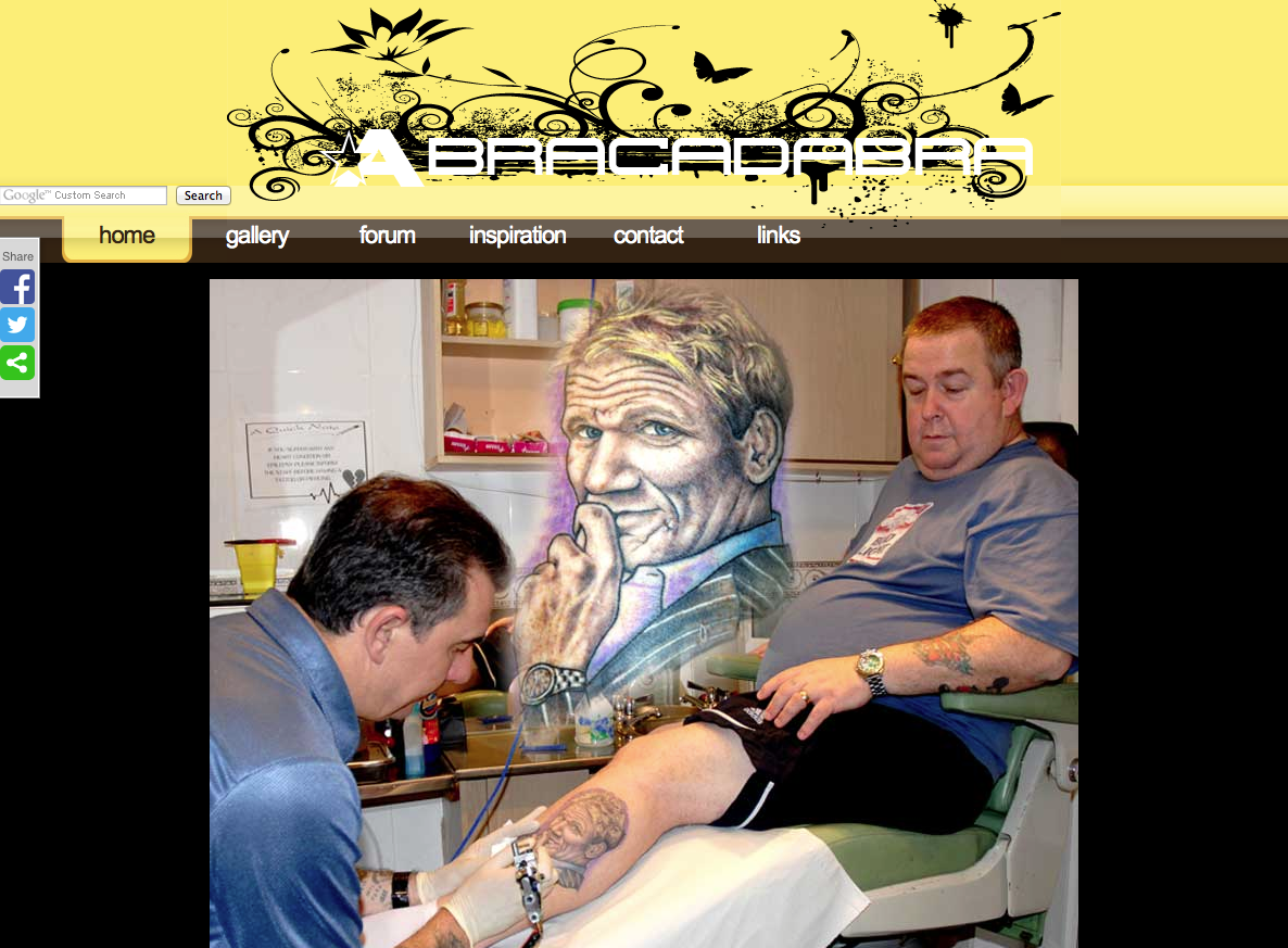 Screenshot of abracadabra tattoo.co.uk
